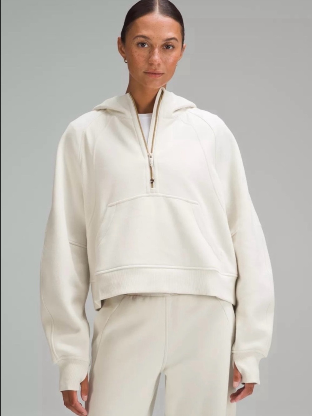 Lululemon Scuba Oversized Half-Zip Hoodie Light Ivory Gold XS/S